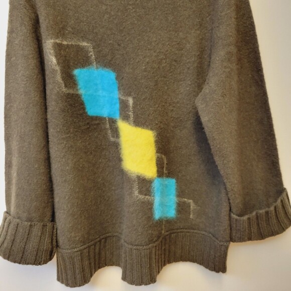 DKNY Wool Size 2 Brown Abstract Patern Women Turtleneck Sweater - Picture 4 of 8